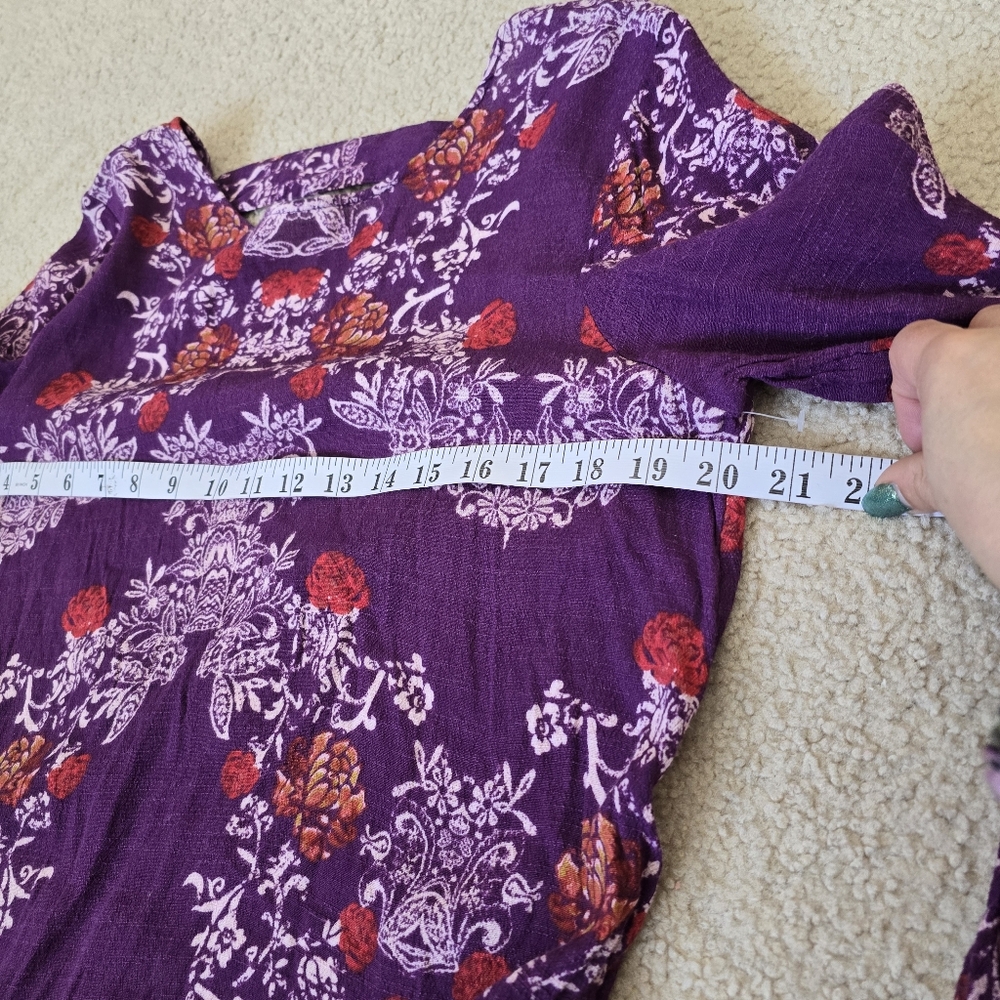 Free People Smooth Talker Plumberry Combo Printed Tunic Size Large - Picture 8 of 10